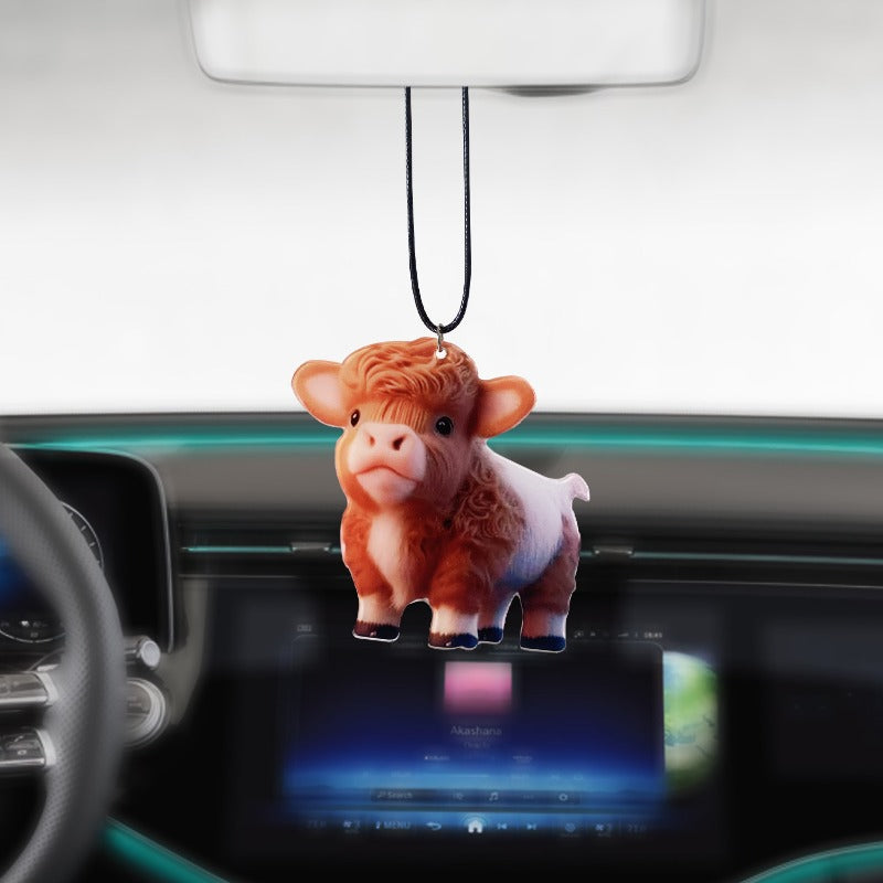 Wholesale Cartoon Highland Cattle Decorative Acrylic Flat Pendant